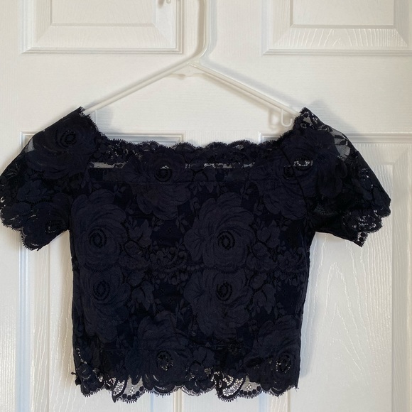 YaYa & Co boutique black fancy stretch lace top and full satin skirt 2pc Small - Picture 5 of 6